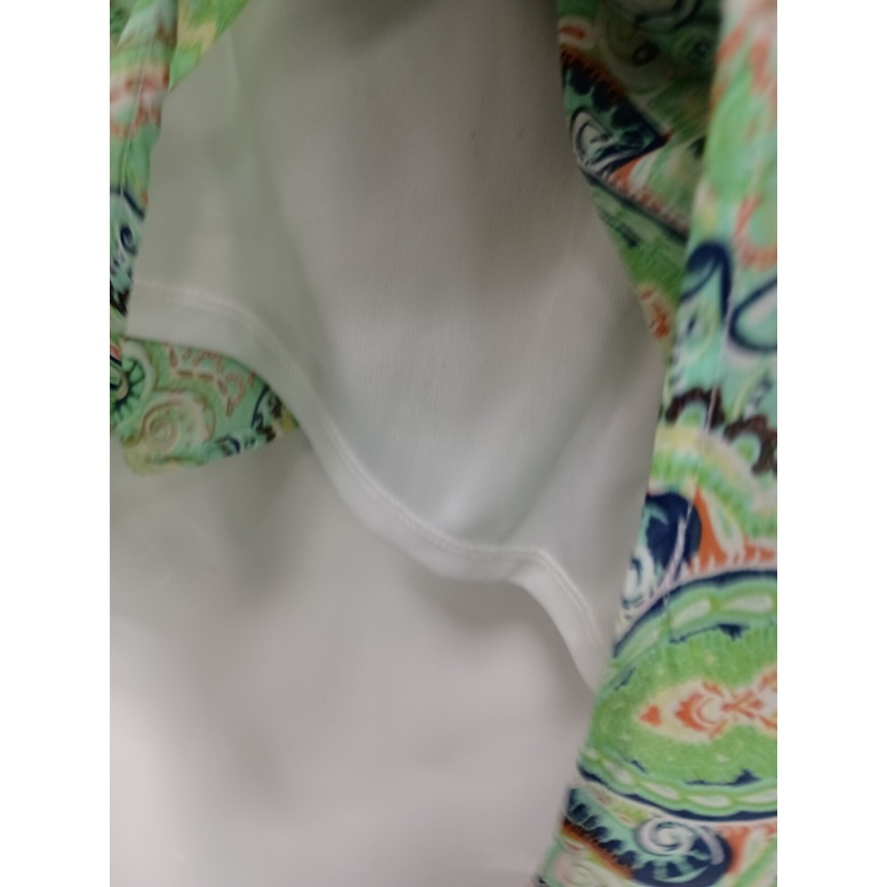 Maria Gabrielle BOHO Cottage Tunic Top Womens Size 1X Green Paisley Chiffon - Picture 6 of 10